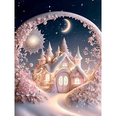 (30X40cm, sne slot) 5D diamantmaleri sæt, slot diamant