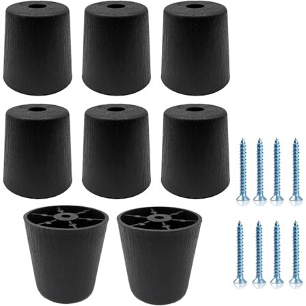 Svarta Soffben 8 Stycken Möbelben Ø 50/40 mm x H 50 mm Möbelstödben Byråben Möbelhöjare 50 mm Sängben med 8 Skruvar
