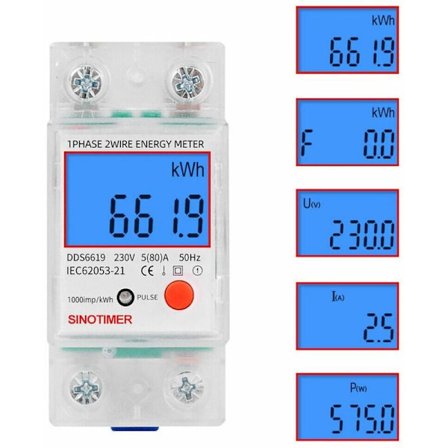 LCD Digitalt Elektricitetsmåler 5 (80) A 230V Kalibreret AC Elektricitetsmåler DIN Skinne Kilowatt Time Elektricitetsmåler
