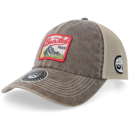 Bearded Man - Ruskea trucker Lippis - No Shave Codex Brown/Stone Vintage Washed Trucker @ Hatstore