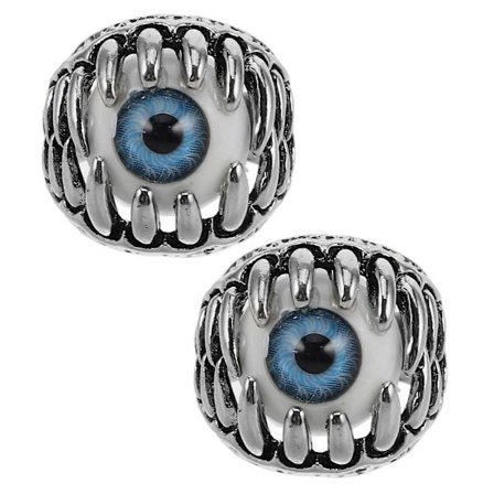 Gotiske Ringe Herre Drageklo Ond Djævel Kranie Øjeæble Halloween Party Blå 2 stk