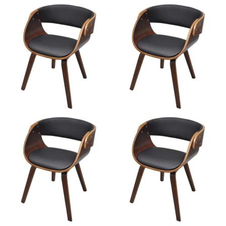 Vidaxl Matstolar 4 St Brun Böjträ Och Konstläder Brun