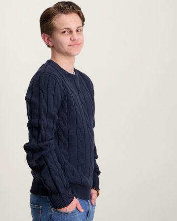 U.S. Polo Assn. Cable Knit Crew Blå Tröjor Kille - Kids Brand Store