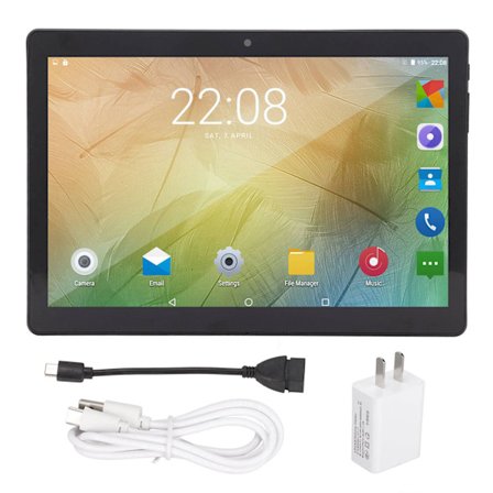Bärbar 10-tums surfplatta med Dual SIM, 2 GB RAM, 32 GB lagring, Dual Camera, IPS Display, 1080P HD, Stor skärm, Svart (US-kontakt)