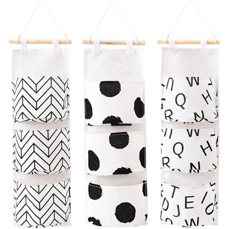 3 kpl riippuva säilytyspussi 3 taskulla, AUHOTA Prime seinäkiinnitettävä