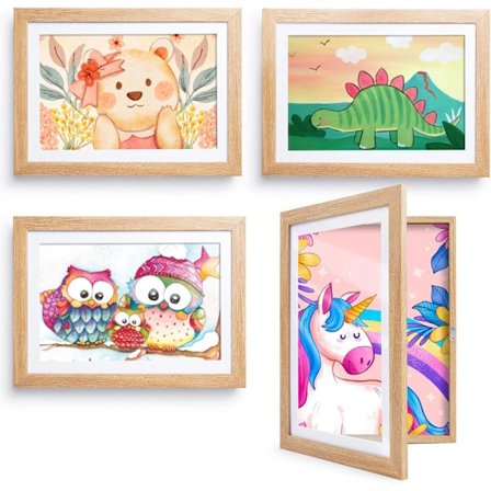 Kromapolis 4-pakning Träfärg A4 Barnerammer - Eco MDF, Collageramme for Barnekunstverk-FA{R