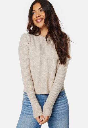 VERO MODA Lefile LS O-Neck Rib Blouse Birch Detail:W. MELA Klær