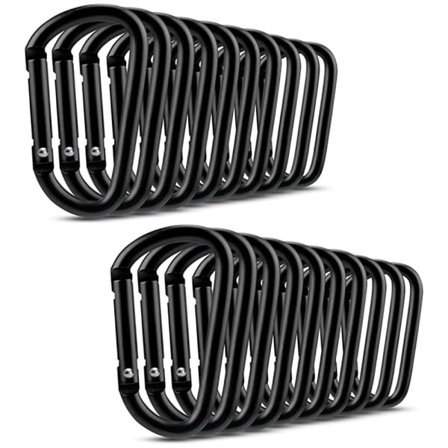 20 Små Karbinhakar/Nyckelringar - D-Ringklämmor i Aluminium för Mångsidig Användning