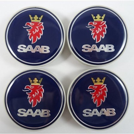 4-pack Saab - 63MM Navkapslar Saab Silver one size