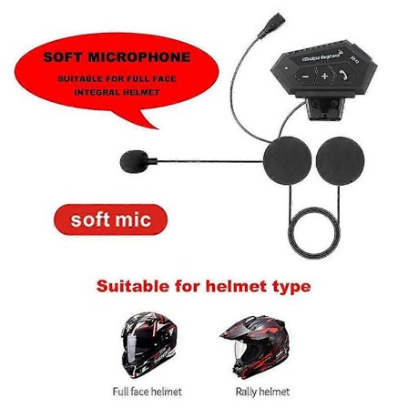 BT12 Moto Hjälm Headset Bluetooth Hörlurar Musikdelning Brusreducering Hands Free BT V4.2 Hörlurar Handsfree Med Mikrofon för Motorcykel