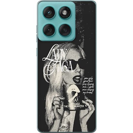 Kompatibel Mobilcover til Motorola Edge 60 Fusion Lady Gaga sort-hvid retroplakat med solbriller og popkunst-æstetik
