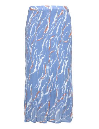 Rikka Mia Long Skirt Knälång Kjol Blå Minus