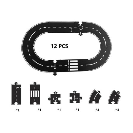 12-Deler Bilbane Puslespill Fleksible Byveier Racerbane Leketøy