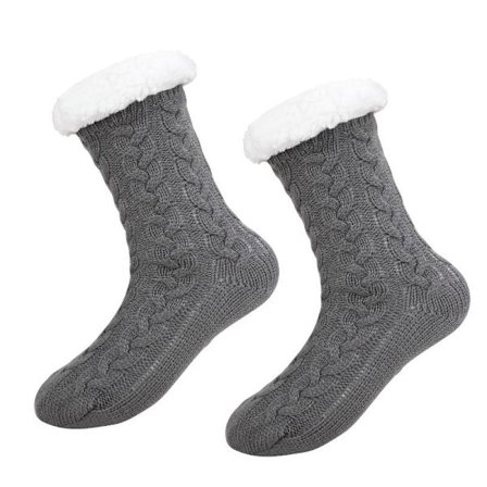 Naisten sukat, erittäin pehmeät, pörröiset sukat, lämpimät sukat, mukavat fleecevuoratut talviset liukuestesukat, paksut lämpösukat geelikahvoilla 【