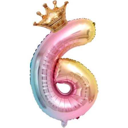 Aluminiumsfolie Ballon Tal 32 Tommer (6), Krone Aluminiumsfolie Ballon, Fødselsdagsfest Dekoration Gas Og Bryllupsdag Ballon Temafest.