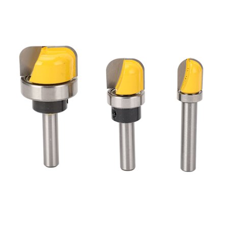 Routerbits Træbearbejdning Fræser Værktøj, CNC Balanceret med Guidelejer, 1/4 Tomme Skaft Rund Næse Rilledesign med Varmebestandig Teflon