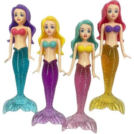 Havfrue Pool Dykkelegetøj til Børn, 4 Pak Badelegetøj til Småbørn Havfrue Prinsesse Hale Flap Flydende Sjovt Vand Badekar Legetøj