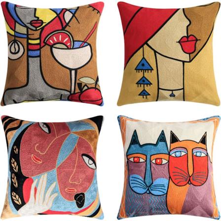 Set med 4 Picasso-kuddfodral 45x45 cm Dekorativt soffkudde