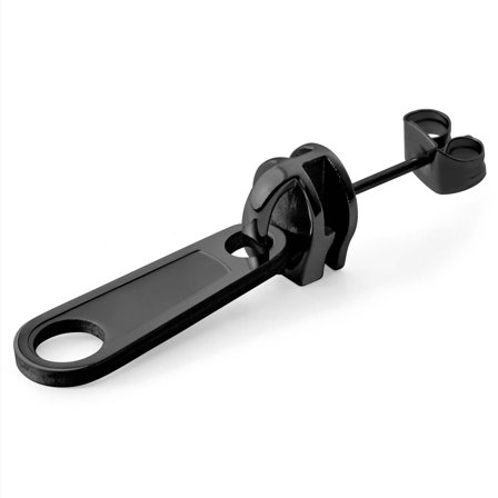 Orecchino a bottone Floyd nero con cerniera per uomini - Orecchini a bottone