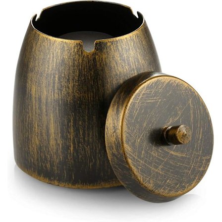 Vindtett askebeger med lokk i rustfritt stål - vind- og regnbestandig