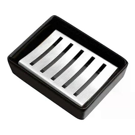 Tvålkoppar, stilrena med avtagbar avrinning för bänkar, lägenhet, dusch, rostfritt stål & keramisk bricka