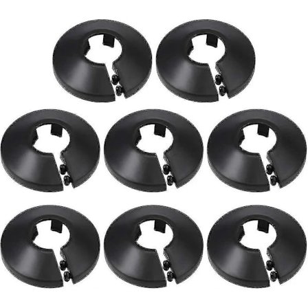 16mm Rørdeksel Dekor Pp Radiator Rosett Vannrør Veggdeksel Svart 8 stk