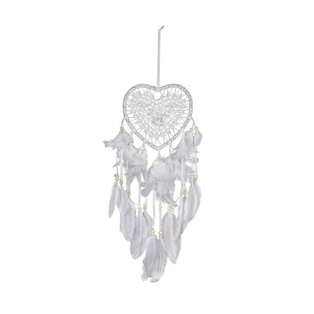Sydän Boho Dream Catcher, LED-valolla Sydämenmuotoinen Dream Catcher -riipus Boho-tyyliin sisustus F