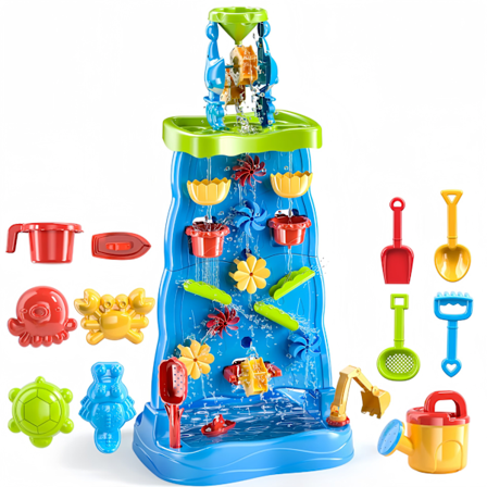 Vattenfall Lekbord för Barn 3-8 År, Pedagogiskt Sinnesbord för Barn, Aktivitets Sinnesbord Sommarleksaker