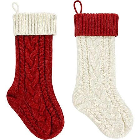Pakke med 18 tommer Store Julestrømper Flettede Julestrømper Store Pejsestrømper Perfekt til Familiens Juledekorationer