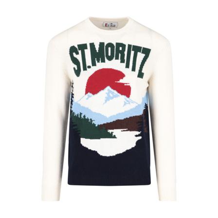 MC2 Saint Barth, Round-neck Knitwear Wit, Heren, Maat:L