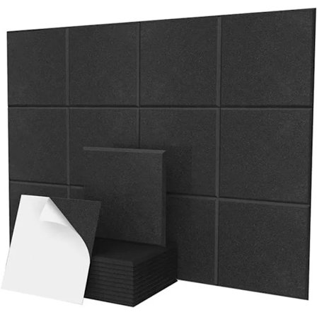 12-Pack Självhäftande Akustikpaneler i Ljudabsorberande Skum – 30x30cm Väggdekoration och Effektiv Ljudisolering