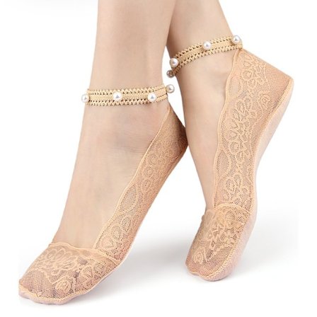 Liukumattomat jalkaterät, näkymättömät matalat kengänvuorisukat Beige