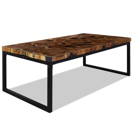 Vidaxl Soffbord Teakträ Och Harts 110x60x40 Cm Svart