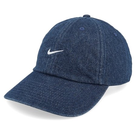 Nike - Blå unconstructed Caps - Club Cap Denim College Navy/White Dad Cap @ Hatstore