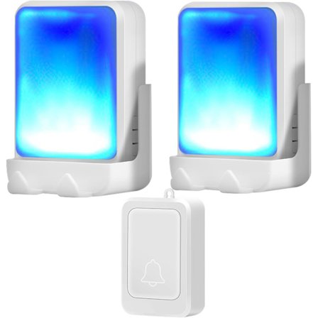 Blinkende dørklokke med 7 lyse farger og 4 volumer - Trådløs dørklokke - Hjem/kontor - Egnet for eldre og hørselshemmede