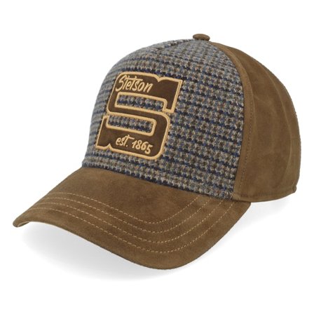 Stetson - Brun adjustable Caps - Oily Goat Cashmere/Wool Brown/Blue Check A-Frame Adjustable @ Hatstore