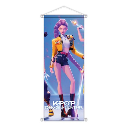 K-Pop Demon Hunters Veggrull | Stoff Hengende Plakat | Anime Rom Veggdekorasjon**Middels størrelse 4 (72x28cm)
