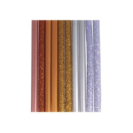 10 glitterlimstift för limpistol 10 x 0,7 cm - Silver-Guld