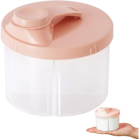Babymælk Pulverdispenser, Bærbar Opbevaringsboks, 4-rums Mælkepulverdispenser, Roterende Låg til Shopping, Rejser, Udflugter, Pink