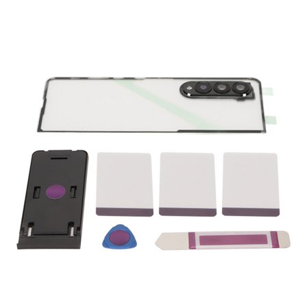 Transparent Klar Mobiltelefon Baksida Glas Skydd Ersättning för Galaxy Z Fold 3 5G F926 med Grön Kameralinshållare