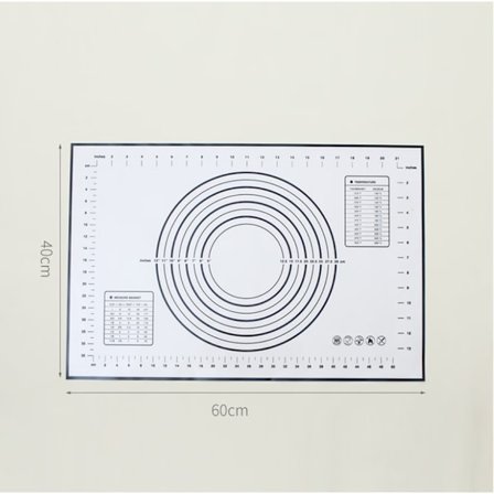 Tarttumaton silikoninen leivontamatto taikinamatolla mittauksilla - 60 x