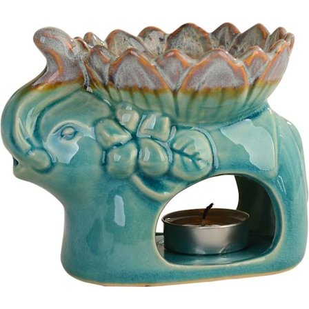 Keramisk Voks Smeltebrænder, Elefant Aromaterapi Æterisk Olie Diffuser med Isknækket Glasur til Hjem Soveværelse Indretning, Meditationsgave