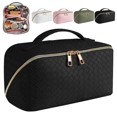 Suurikokoinen kosmetiikkalaukku naisille, kahvalla (musta)