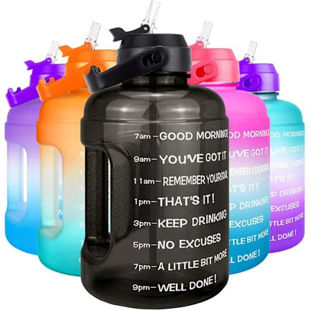 Vattenflaska 2,2L - Vattenkanna med stor kapacitet med sugrör & tidsmarkör & BPA-fri säkerställer tillräckligt med vattenintag