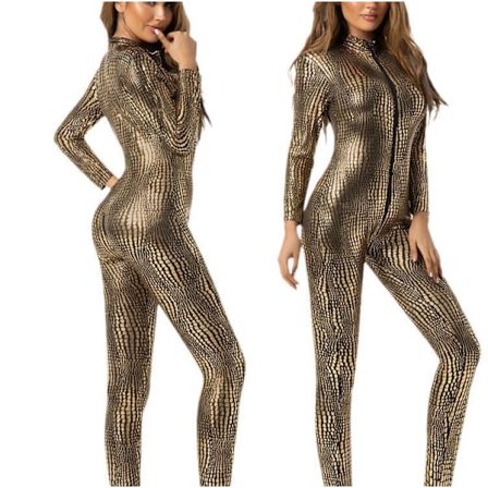 Sexig Python Skin Tight Jumpsuit för kvinnor