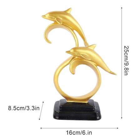 Delfiinifiguuri Kultainen Väri Tyylikäs Yksinkertainen Kestävä Hartsi Laajalti Käytetty Delfiinikoriste Perheelle Toimistoon Kaappiin