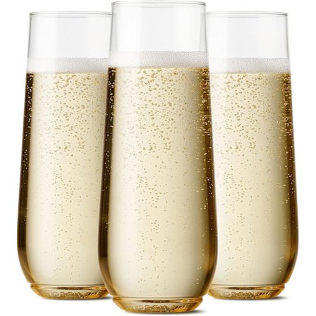 9 oz Flute SETT AV 12 Klare Uknuselige Resirkulerbare Plast Champagne Flutes