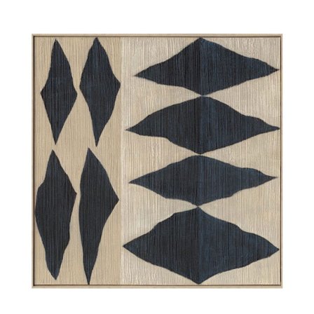 Dekorativt lærredskunst, beige/blå, 100x100 cm