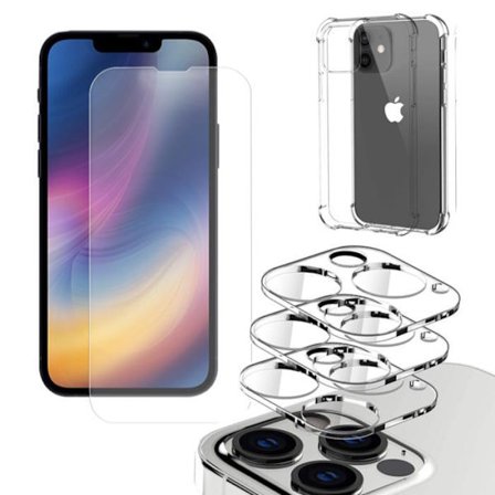 Iphone 13 PRO [5-PACK] Linsskydd, Härdat glas, Silkon Skal