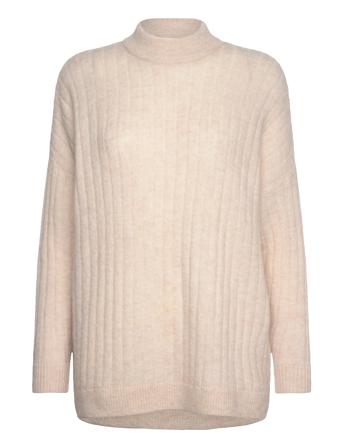 Slfmaline Ls Knit High Neck Noos Beige Selected Femme